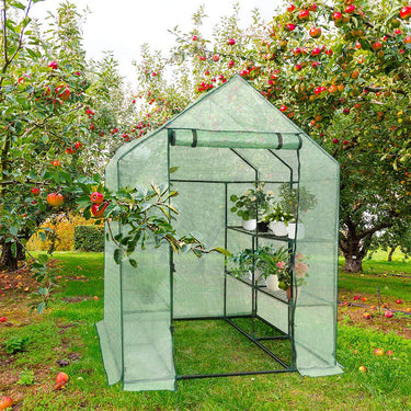 3 Tiers Outdoor Walk in Greenhouse, 12 Shelves Movable Green House Tunnel