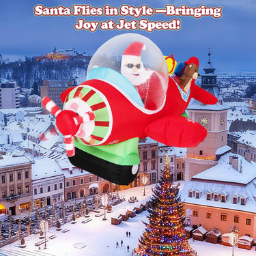 2.2m Christmas Inflatables Airplane with Gift Boxes and Built-in LED Lights