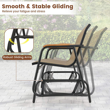 2-Person Outdoor Glider Bench Patio Gliding Loveseat with Breathable Fabric Seat