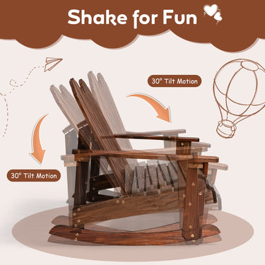 2 Person Adirondack Rocking Chair, Outdoor Rocking Bench with Slatted seat, Smooth Rocking Feet