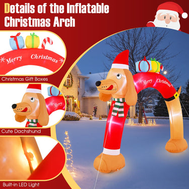 242CM Tall Christmas Inflatable Dachshund Arch with LEDs & Built-in Air Blower