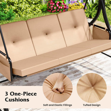 3-Seat Patio Swing with Canopy and Removable Cushions