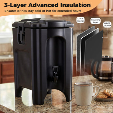 16.5 L Insulated Beverage Dispenser, Hot and Cold Drink Server Carrier with Handles & Drip-Proof Faucet