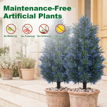 2 Pack 100cm Artificial Lavender Topiary Trees, Sun-Resistant Faux Cone Bushes