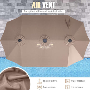4.7 m Extra-Large Patio Umbrella with LED Solar Lights