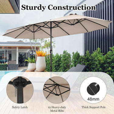 4.7M Double-Sided Patio Umbrella, Outdoor Extra Large Umbrella W/Hand-Crank System & Air Vents - PatiojoyAU