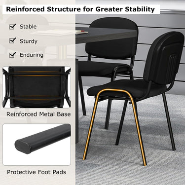 Set of 2 Stackable Reception Chairs with Metal Frame