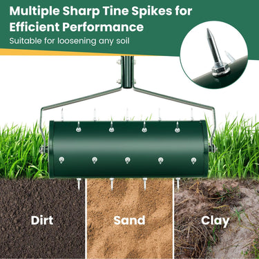Heavy-Duty Rolling Aerator for Lawn Care Filled Sand Stone