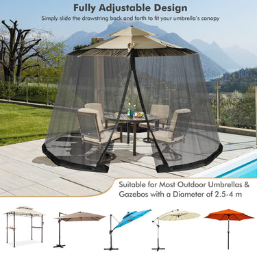 Umbrella Mosquito Netting, Patio Umbrella Mesh Screen W/ 2 Double-Zippered Doors - PatiojoyAU