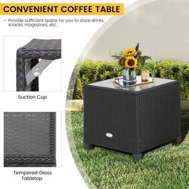 3 Piece Outdoor Wicker Sofa Set Patio Rattan Conversation Set