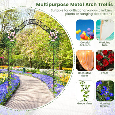 2.5M Tall Metal Arbour Archway 2 Half Arches, Garden Arch Arbor Trellis for Climbing Plants Roses Vines - PatiojoyAU