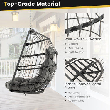 Hanging Egg Chair with Head Pillow & Large Seat Cushion