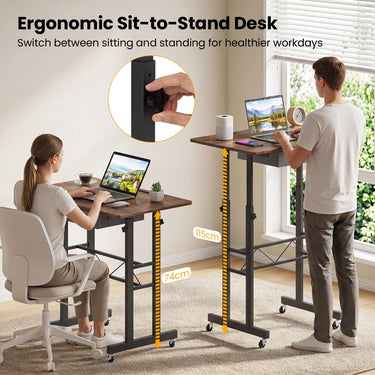 Height Adjustable Standing Desk with Fabric Drawer & Tablet Holder
