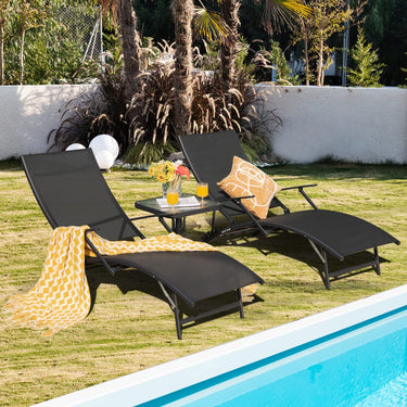 Foldable&Stackable Chaise Lounge Chairs, Patio Chaise Lounges w/5-level Adjustable Backrest&Armrests - PatiojoyAU