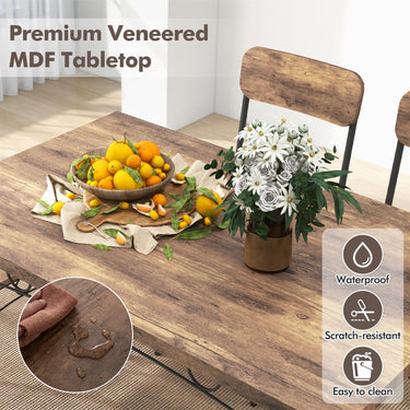 5-Piece Dining Table Set for 4 with Metal Frame and Wood Rectangular Table