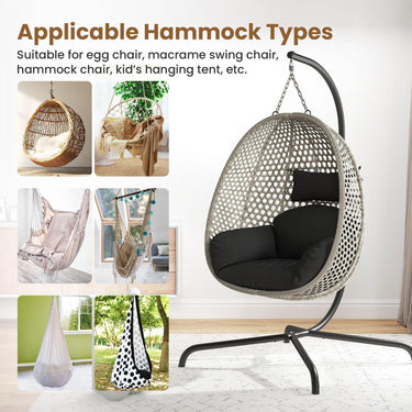 Hammock C-Stand  with Spring Hook and 360° Rotation for Indoor and Outdoor
