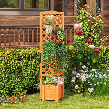 Raised Garden Bed with Trellis, 180 cm Tall Indoor & Outdoor Free-Standing Planter with Raise Feet