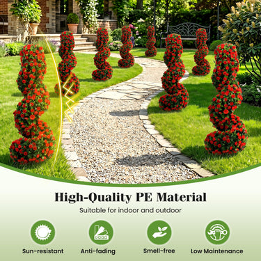 Artificial Spiral Topiary Trees Set of 2, 3FT Outdoor Faux Plants