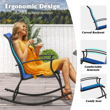 2 Pieces Outdoor Rocking Chairs, Patio Cozy Rockers w/Breathable Backrest - PatiojoyAU