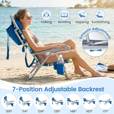 2 Pack Beach Chair for Adults, Lightweight Folding Beach Chair