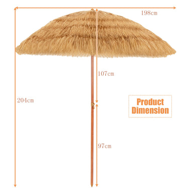 2m Thatch Patio Umbrella, Hawaiian Tiki Umbrella, Outdoor Table Hula Umbrella w/Tilt - PatiojoyAU