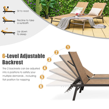 2-Person Patio Chaise Lounge, Outdoor Double Recliner Chair w/Middle Panel
