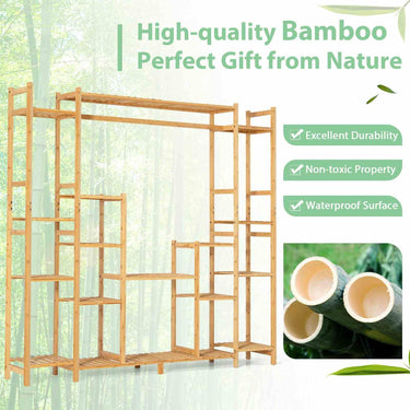 9-Tier Large Plant Shelf with Hanging Rack & Slatted Shelves