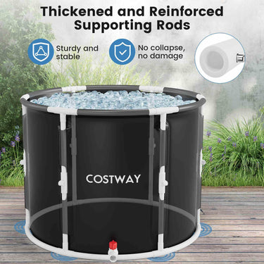 Ice Bath Tub for Adult, Outdoor Ice Plunge Tub w/Lid, Foldable Athletes Cold Therapy Tub