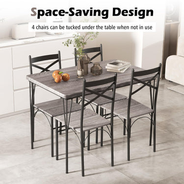 Modern Rectangular 5-Piece Dining Table Set with Metal Frame