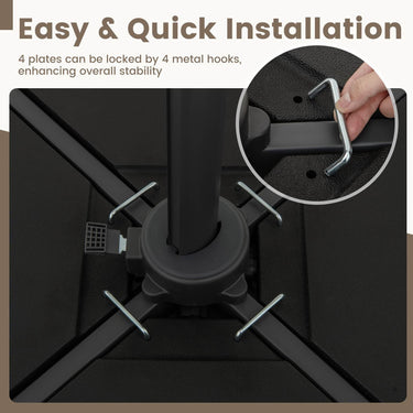 Patio Offset Umbrella Base 100 kg Capacity Heavy Duty 4 Piece Square Plate Set