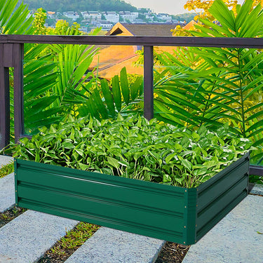 Outdoor Raised Garden Bed, Galvanised Steel Elevated Planter Box for Patio Backyard,120 x 90 x 30 cm