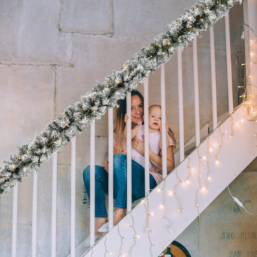 270CM Flocked Christmas Rattan & 61CM Christmas Wreath for Decoration