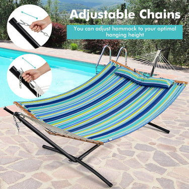 Outdoor Portable Quilted Fabric Hammock with Detachable Pillow (without Stand)