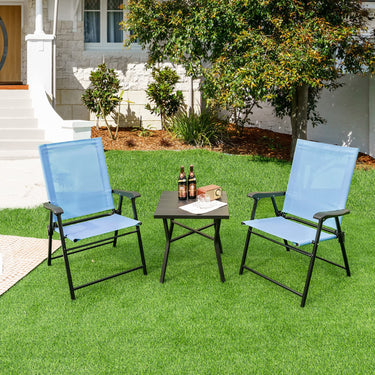 2-Piece Patio Folding Chairs, High Back Dining Chair Set w/Weather-Resistant Fabric, No Assembly
