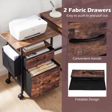 2-Drawer Mobile File Cabinet, Rolling Printer Stand with Extended Tabletop