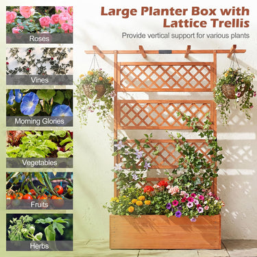 Planter Box with Trellis, 185cm Raised Garden Bed Privacy Screen