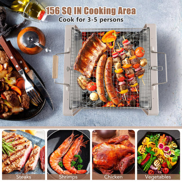 Portable Charcoal BBQ Grill Foldable Body & Charcoal Box
