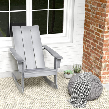 Adirondack Rocking Chair, Waterproof Porch Rocker with Curved Back, Rounded Armrest