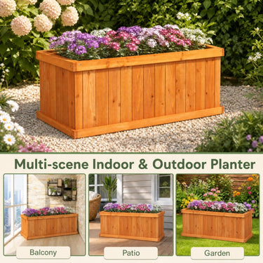 Raised Garden Bed with 4 Drainage Holes and Bottom Gaps for Vegetables Flowers Herbs