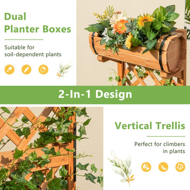 2-in-1 Raised Garden Bed with Trellis, Removable Planter Boxes with Lattice Trellis - PatiojoyAU