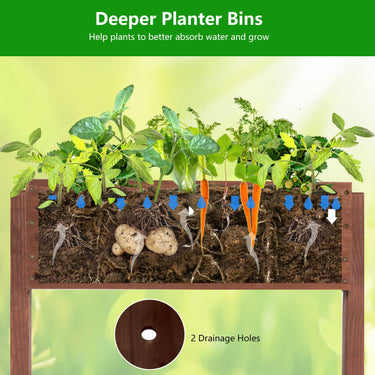 Wooden Vertical Raised Garden Bed, 3 Tiers Freestanding Elevated Garden Planter with Tiltable Design