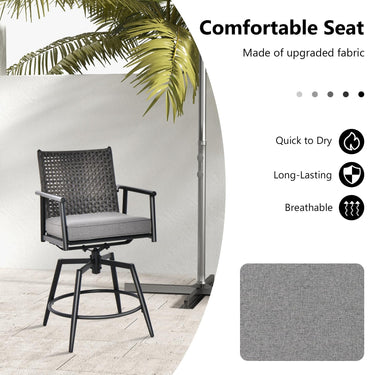 360° Swivel Bar Stool Set of 2, Counter Height Bar Chair with Metal Frame - PatiojoyAU