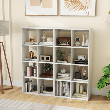 8-Cube Bookshelf Modern Cubby Bookcase with Back Guardrail and Anti-tipping Kits