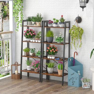 4-Tier Industrial Display Shelf with Metal Frame for Home/Office