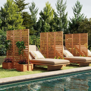 Freestanding Privacy Screen with 2 Self-Draining Planter Boxes