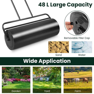 48L/63L Lawn Roller Heavy-Duty Steel Push/Pull Sod Roller
