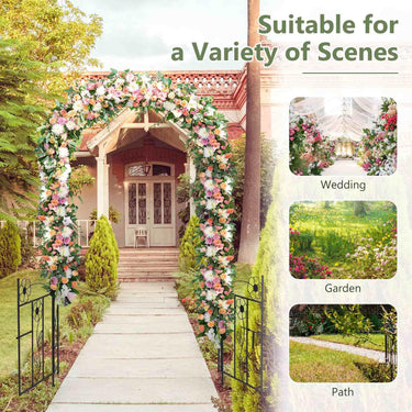 2 in 1 Garden Arbor Decorative Wedding Arch w/Door & Latch