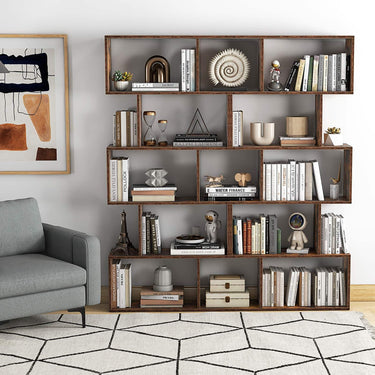 Geometric S-Shaped Bookcase with Anti-Toppling Device