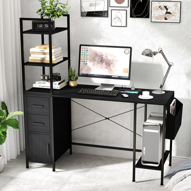 Office Desk with LED Lights and Power Outlets for Home Office