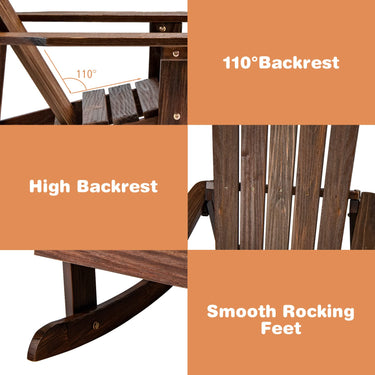 Adirondack Rocking Chair, Outdoor Adirondack Rocker with Slatted seat, Smooth Rocking Feet, 50 kg Weight Capacity